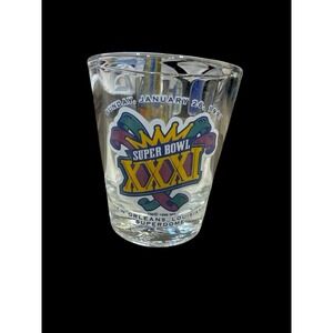 VINTAGE SUPER BOWL XXXI 31 Shot Glass NFL Football 1997 Packers Patriots